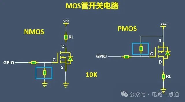 MOS管開(kāi)關(guān)電路中，上、下拉電阻區(qū)別？